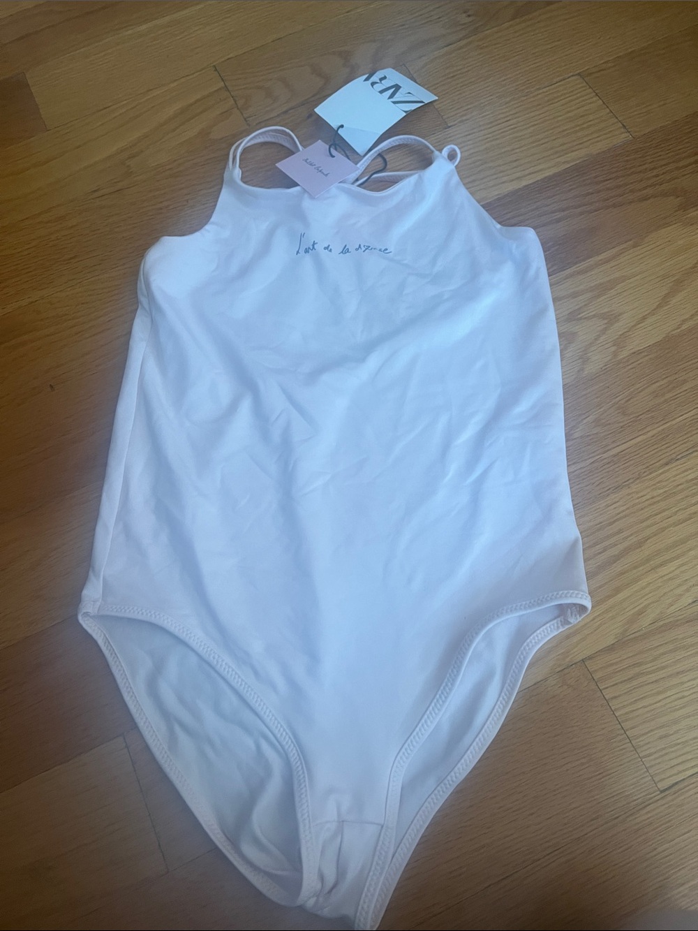 Zara White Girls' One-Piece Swimwear with Script Detail